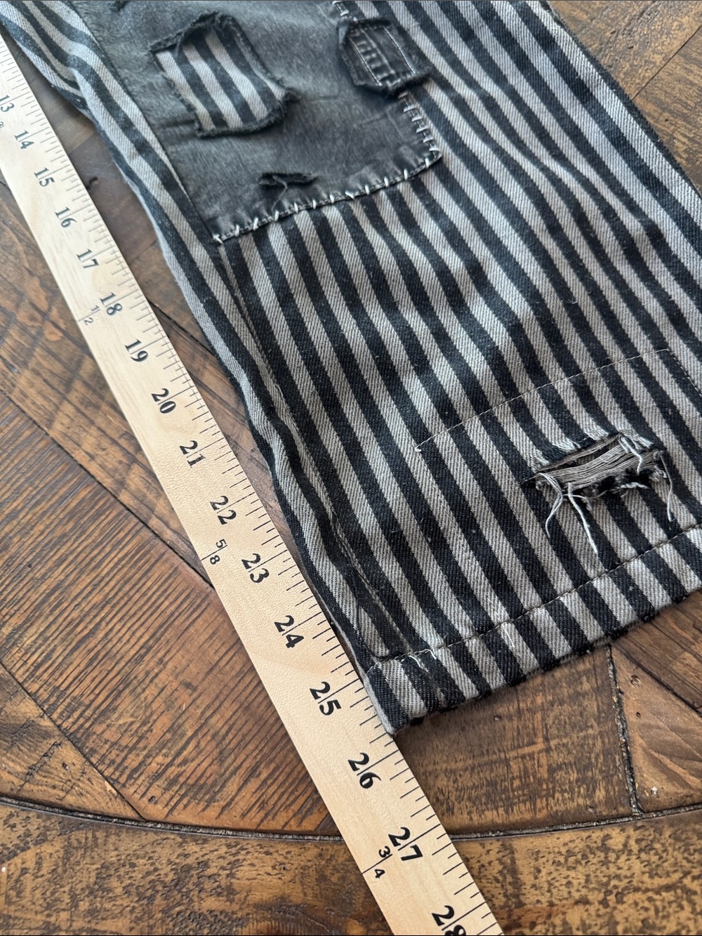 NWT Blue Velvet Striped Patchwork Pants in Black and Gray - Picture 11 of 14